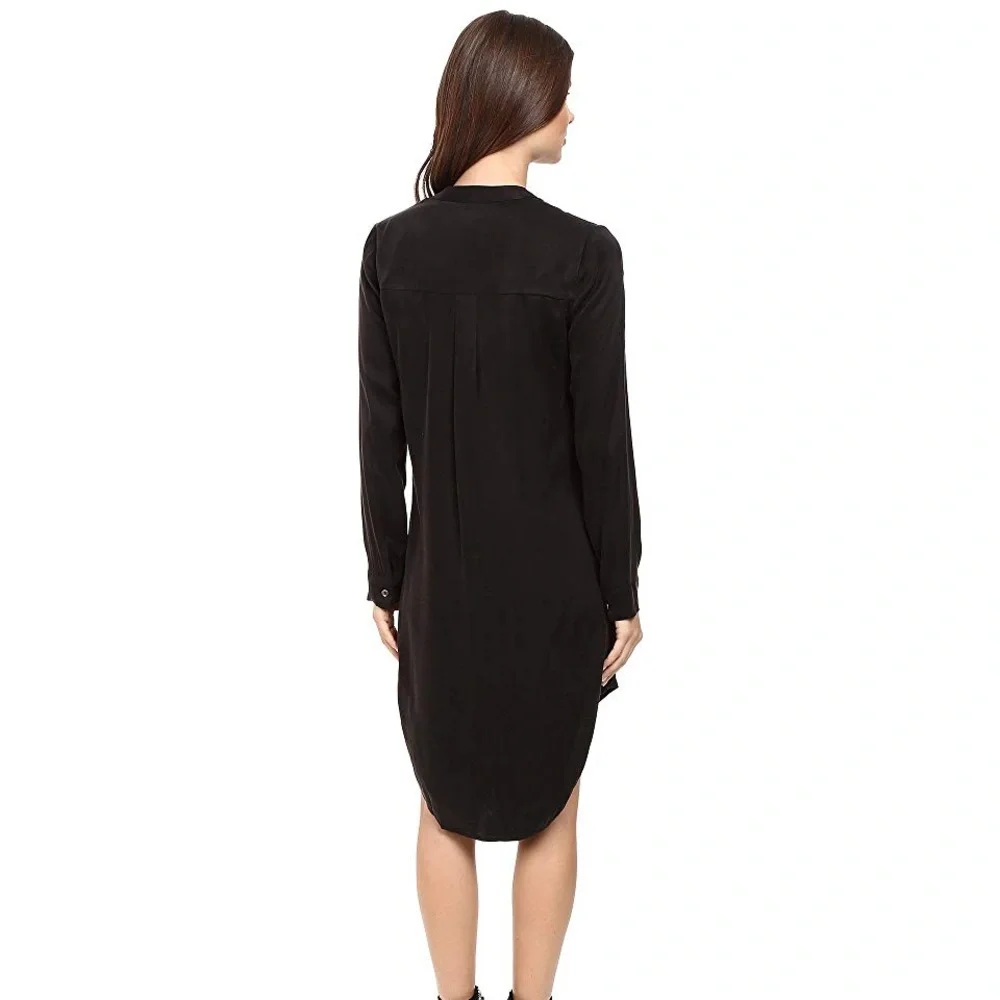 Splendid Hi-Lo Shirt Dress XS Black Tunic Cupro Button Down